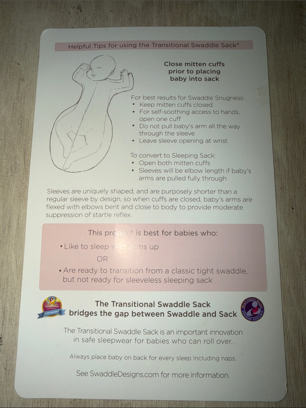 SwaddleDesigns Transitional Swaddle Sack - Picture 7 of 8